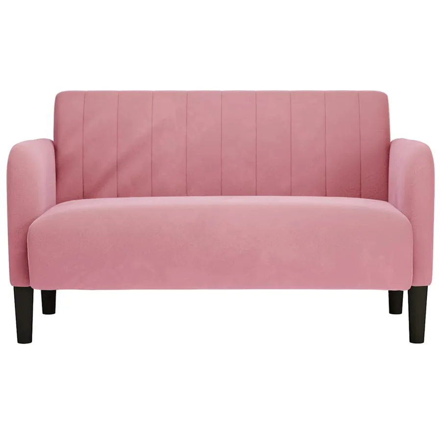 Canapé causeuse rose 109 cm velours - 3