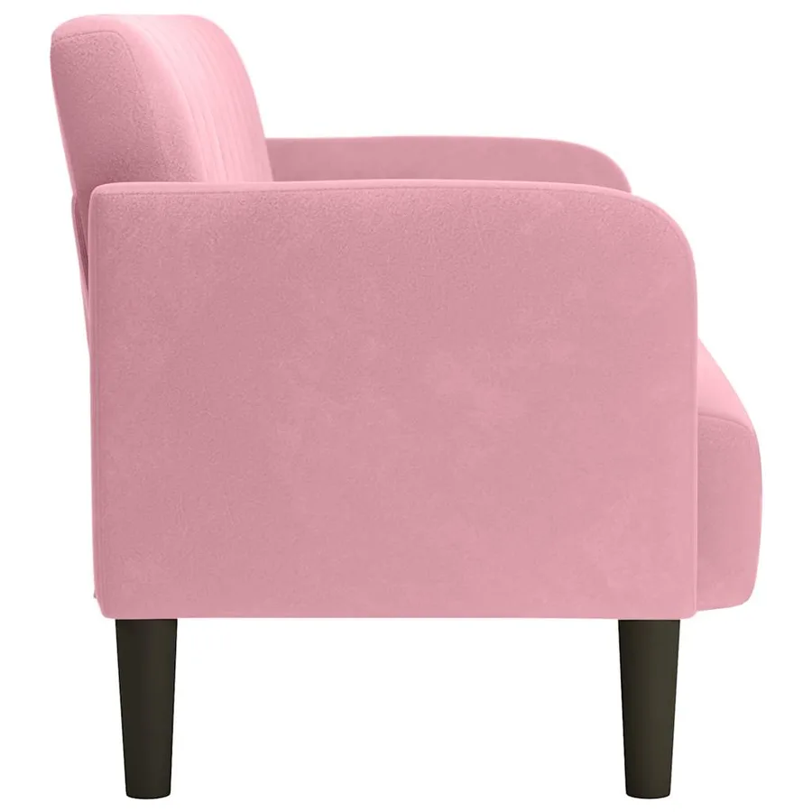 Canapé causeuse rose 109 cm velours - 4