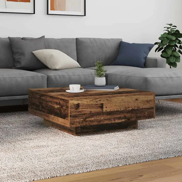 Table basse Ancien Bois et Bleu 80 x 80 x 31 cm