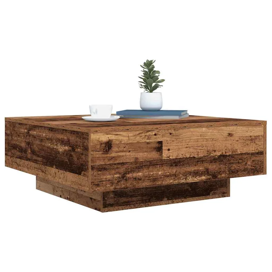 Table basse Ancien Bois et Bleu 80 x 80 x 31 cm - 3