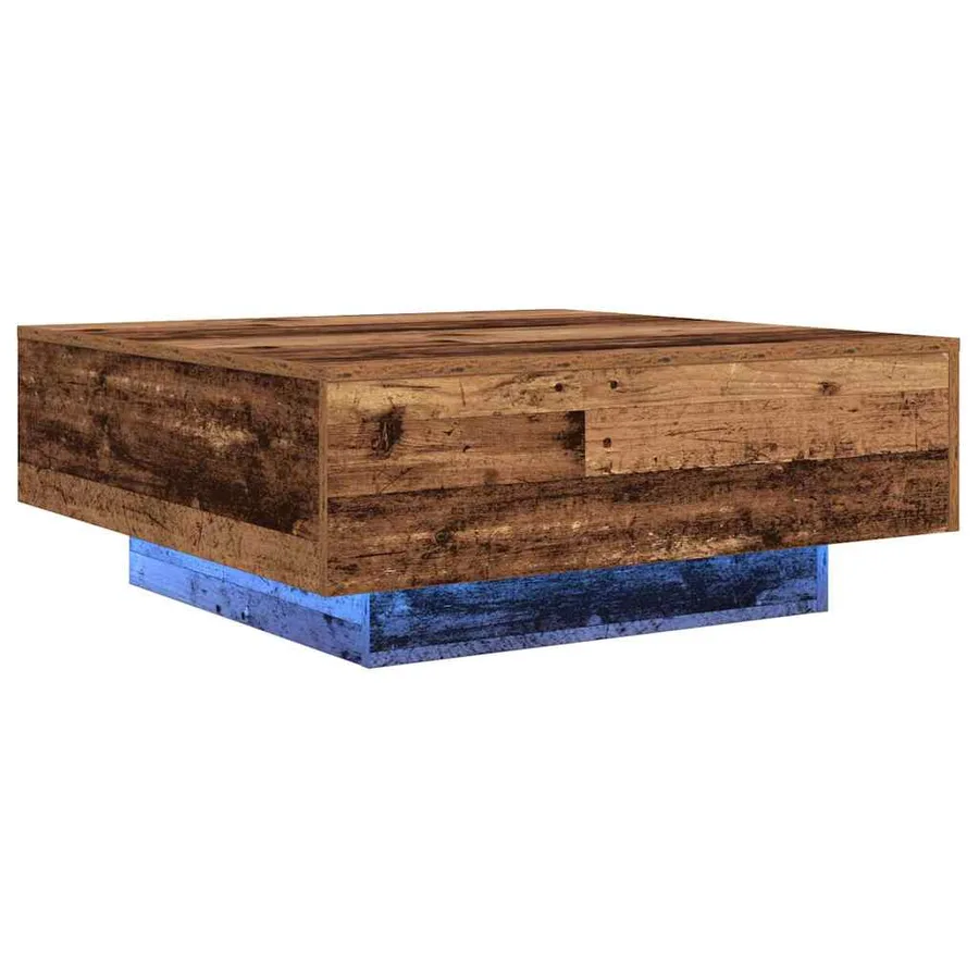Table basse Ancien Bois et Bleu 80 x 80 x 31 cm - 4
