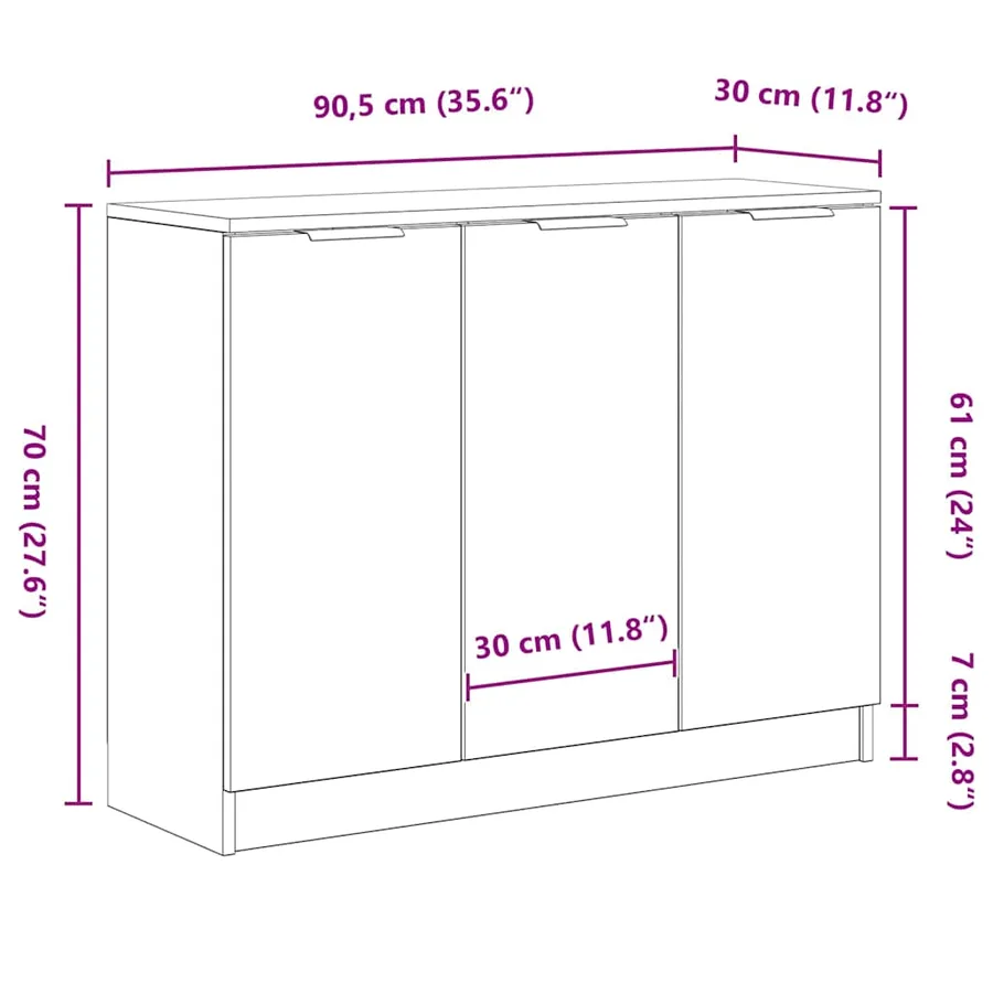 Buffet Chêne noir 90,5 x 30 x 70 cm Bois d'ingénierie - 13