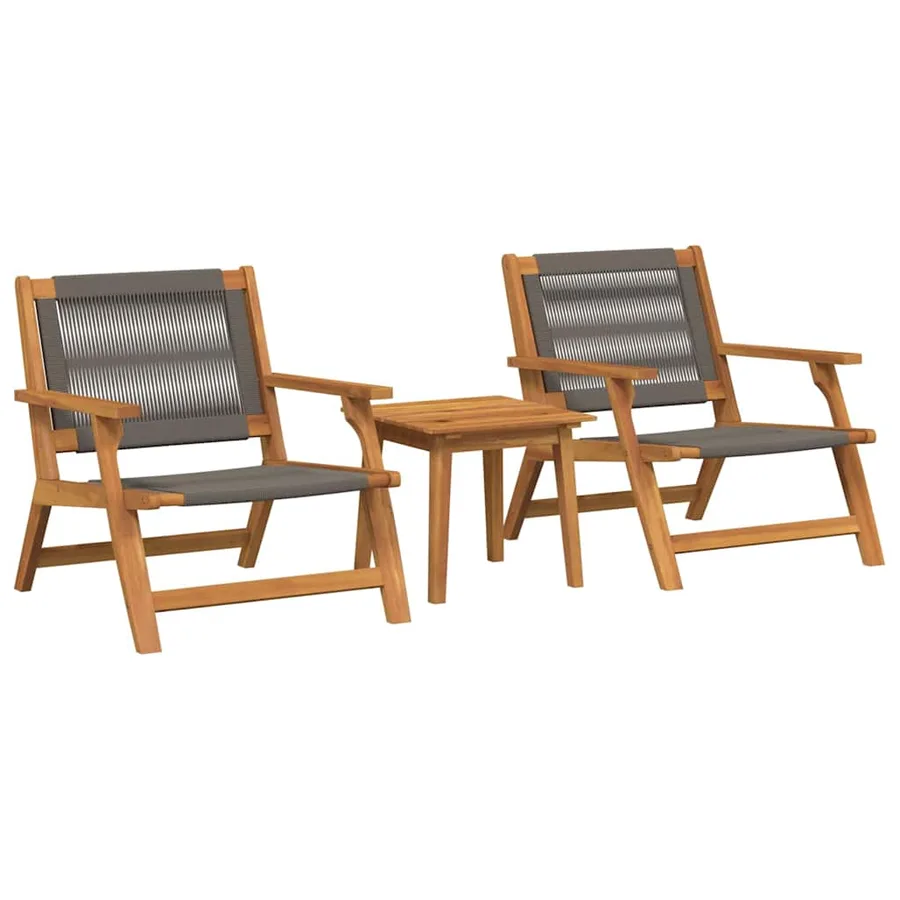 Chaises de jardin avec table 3 pcs Gris Bois d'Acacia Massif - 2