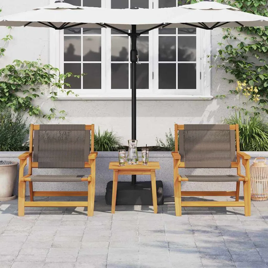 Chaises de jardin avec table 3 pcs Gris Bois d'Acacia Massif - 4