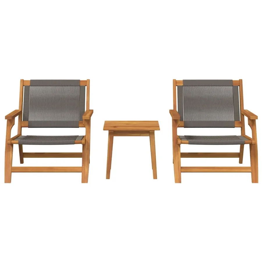 Chaises de jardin avec table 3 pcs Gris Bois d'Acacia Massif - 5