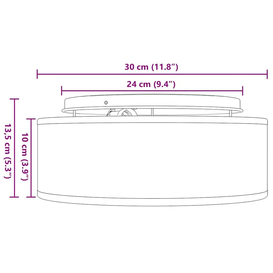 Lampe de plafond Blanc 30 x 30 x 13,5 cm tissu - 12