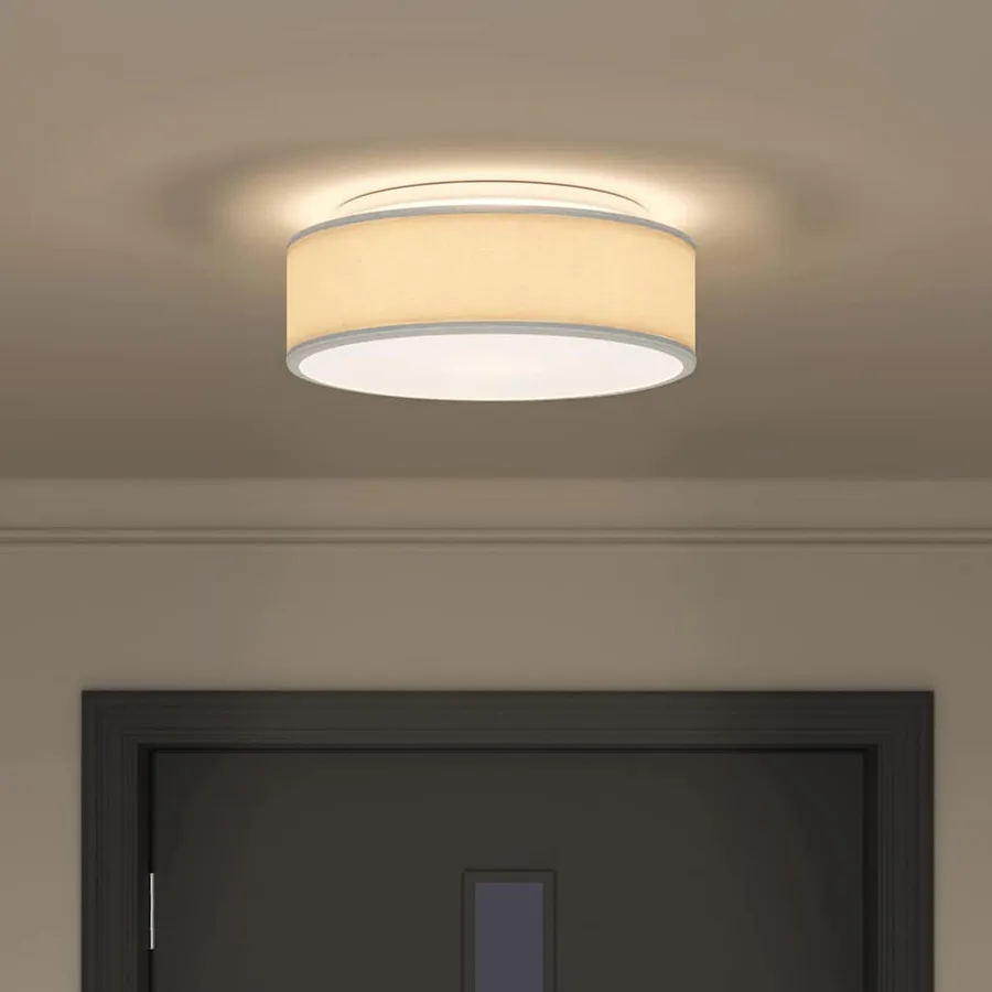 Lampe de plafond Gris 38 x 38 x 13,5 cm tissu - 4