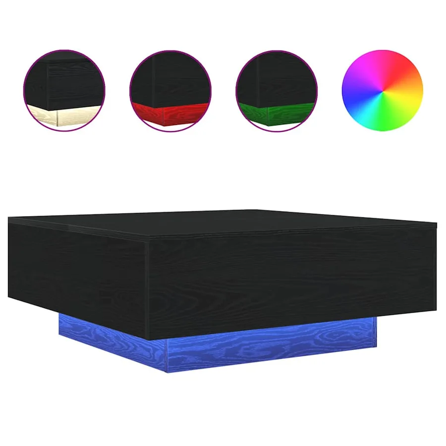 Table basse Chêne noir 80 x 80 x 31 cm Bois d'ingénierie - 2