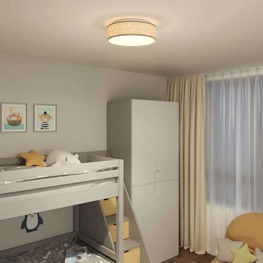 Lampe de plafond Taupe 38 x 38 x 13,5 cm tissu - 3