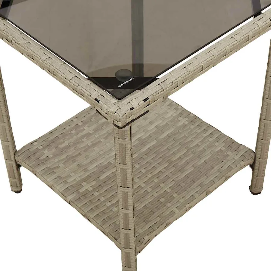 Canapé de jardin table et coussins en forme de L gris clair - 10