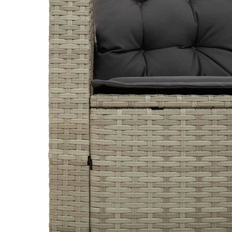 Canapé de jardin table et coussins en forme de L gris clair - 9