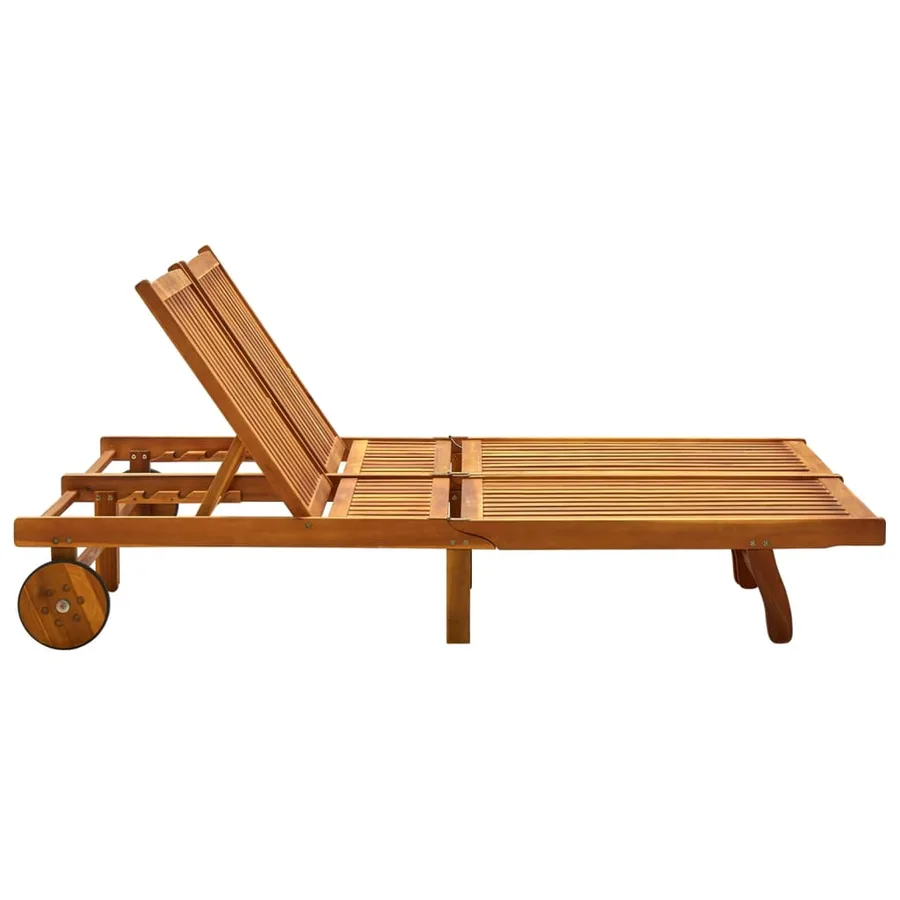 Chaise longue de jardin 2 places avec coussins Acacia solide - 2