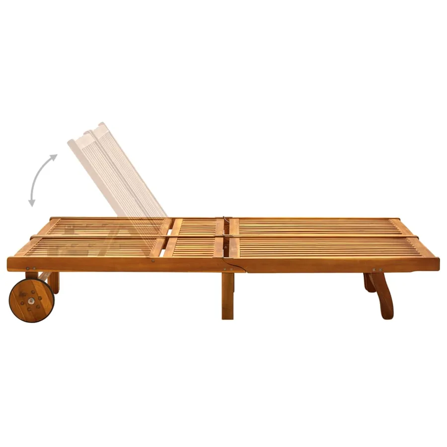 Chaise longue de jardin 2 places avec coussins Acacia solide - 3