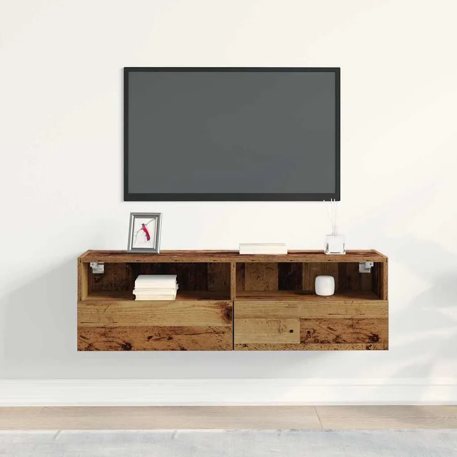 Meuble TV mural Bois ancien 100 x 30 x 30 cm Bois d'ingénierie - 4