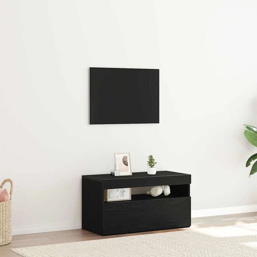 Meuble TV avec LED Chêne noir 75 x 35 x 40 cm Bois d'ingénierie