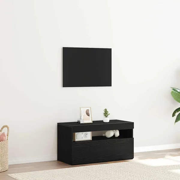 Meuble TV avec LED Chêne noir 75 x 35 x 40 cm Bois d'ingénierie