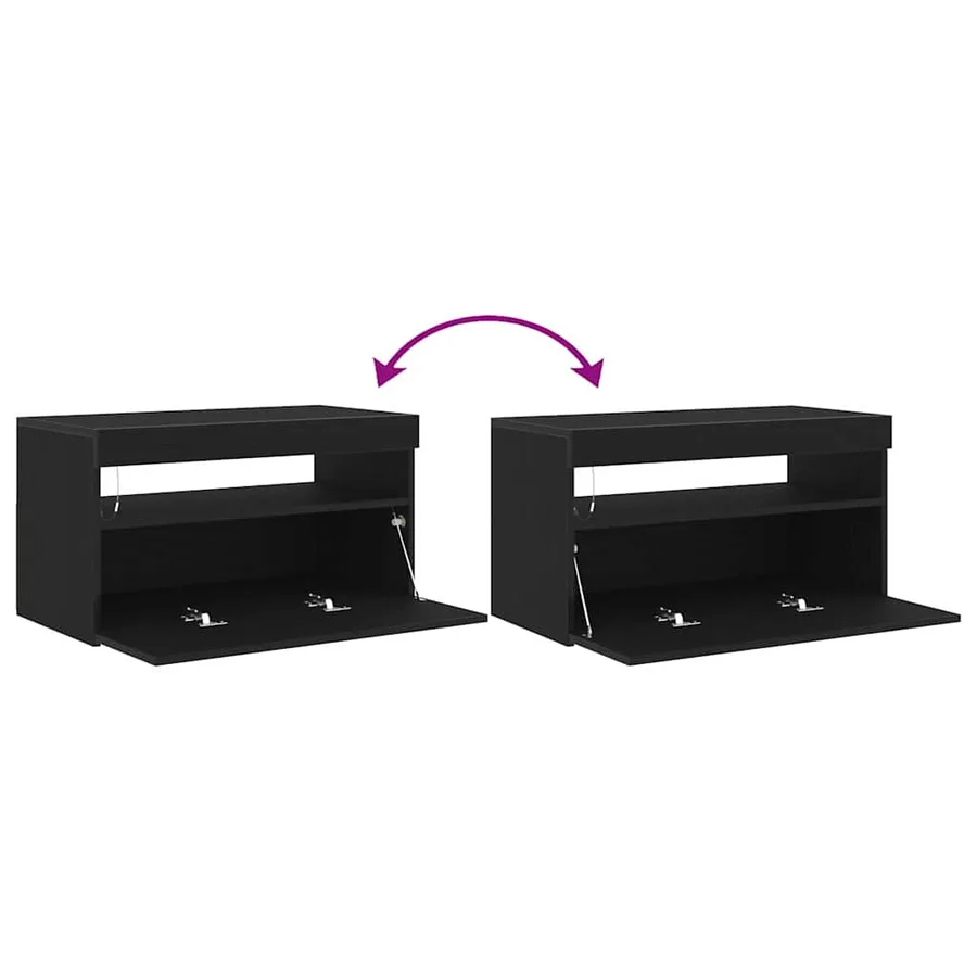 Meuble TV avec LED Chêne noir 75 x 35 x 40 cm Bois d'ingénierie - 14