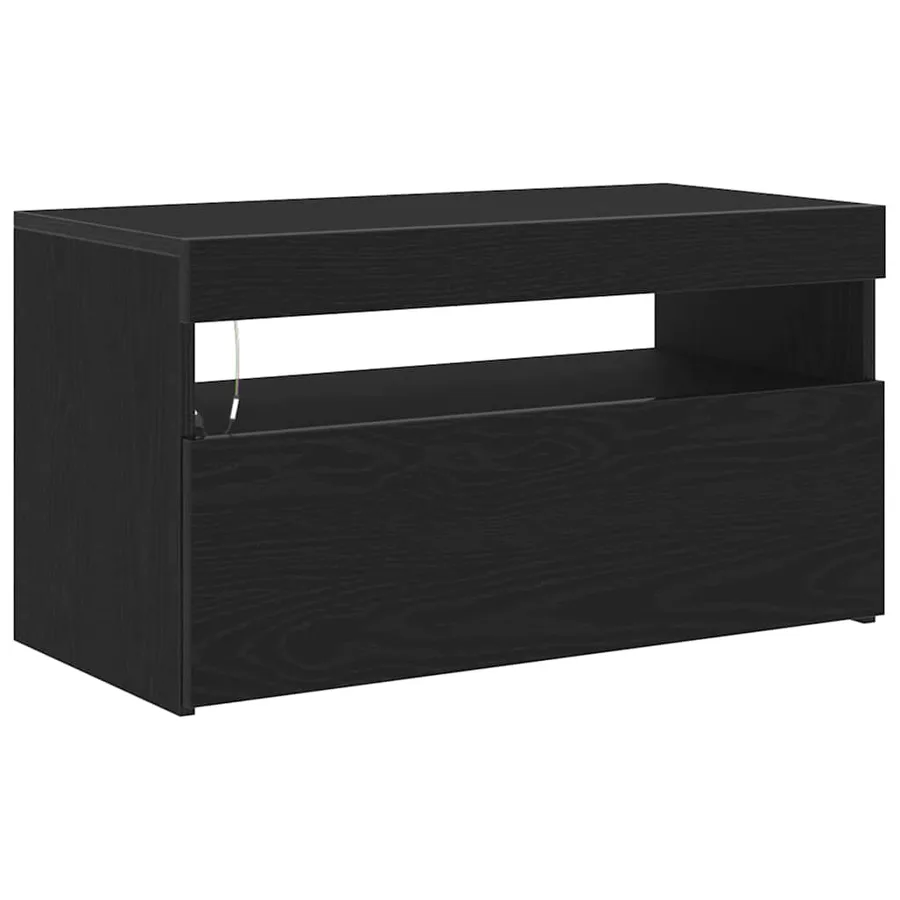 Meuble TV avec LED Chêne noir 75 x 35 x 40 cm Bois d'ingénierie - 2