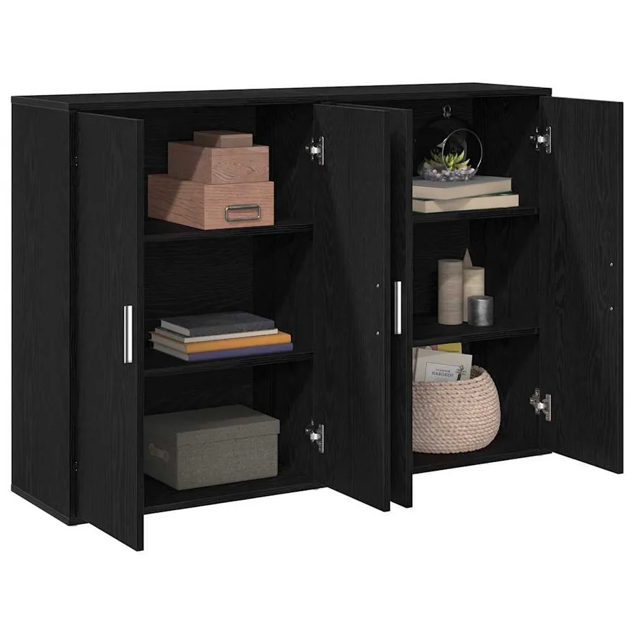 Buffet 2 pcs Chêne noir 60 x 31 x 84 cm Bois d'ingénierie - 3