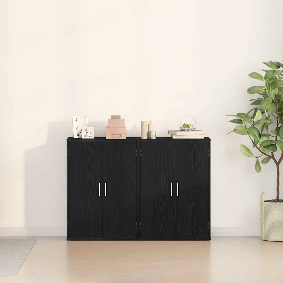 Buffet 2 pcs Chêne noir 60 x 31 x 84 cm Bois d'ingénierie - 4
