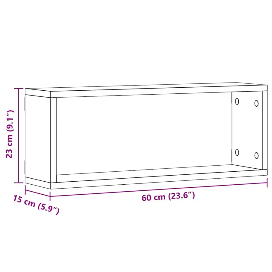 Étagères Murales avec étagère 2 pcs Chêne noir 60 x 15 x 23 cm - 13