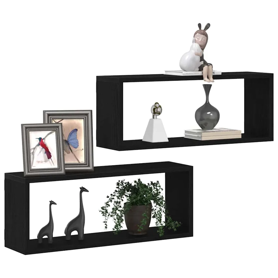 Étagères Murales avec étagère 2 pcs Chêne noir 60 x 15 x 23 cm - 3