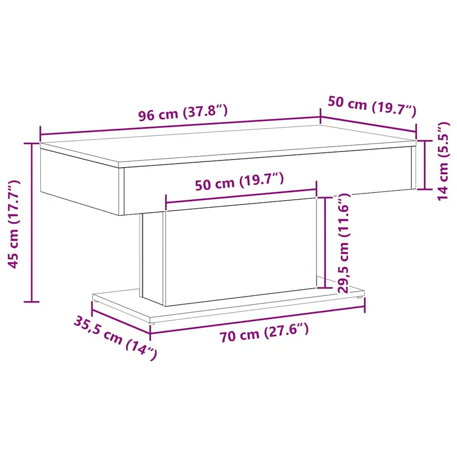 Table basse Chêne noir 96 x 50 x 45 cm Bois d'ingénierie - 10
