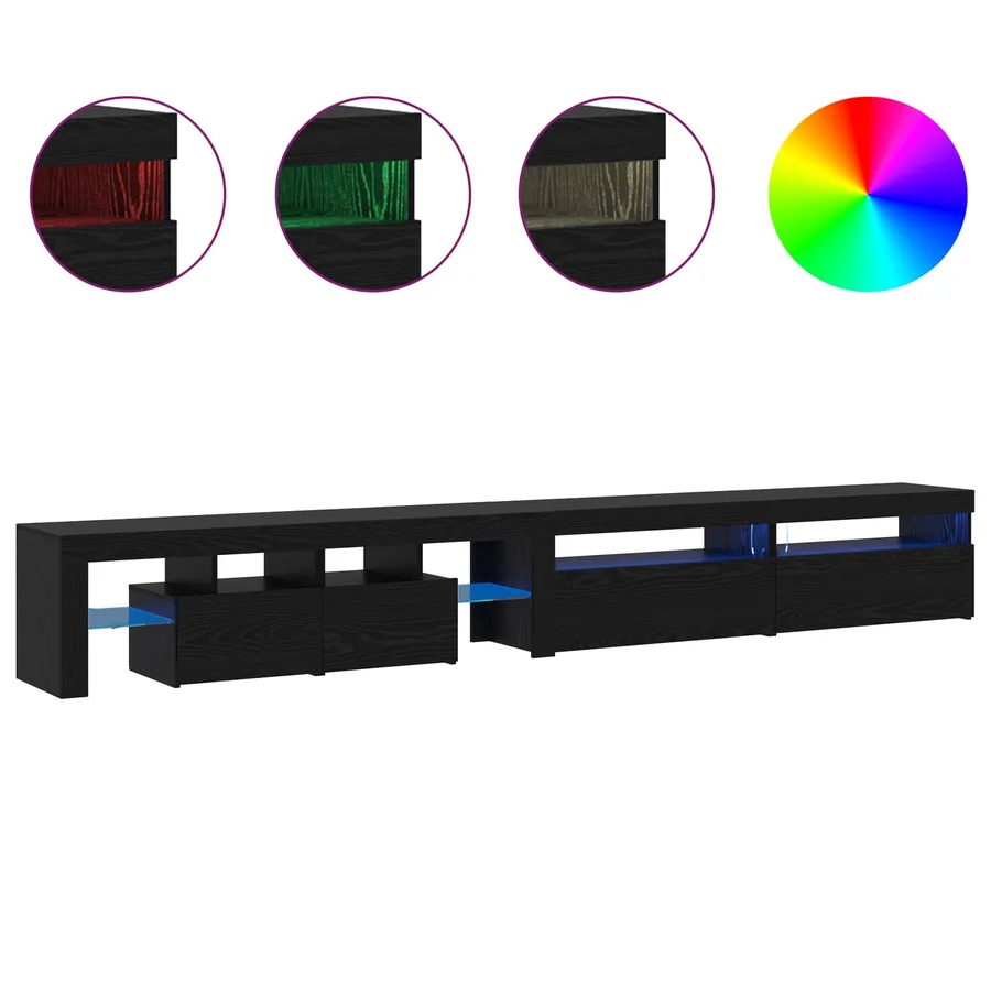 Meuble TV 3 pcs Chêne noir 290 x 36,5 x 40 cm Bois d'ingénierie - 4