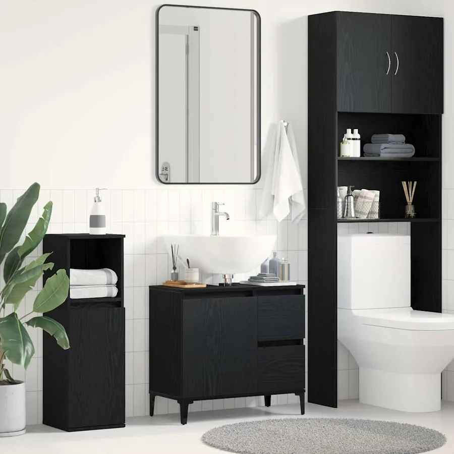 Cabinet de salle de bain avec tiroir Chêne noir 65 x 33 x 60 cm