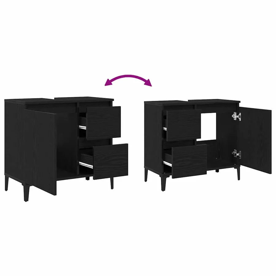 Cabinet de salle de bain avec tiroir Chêne noir 65 x 33 x 60 cm - 13