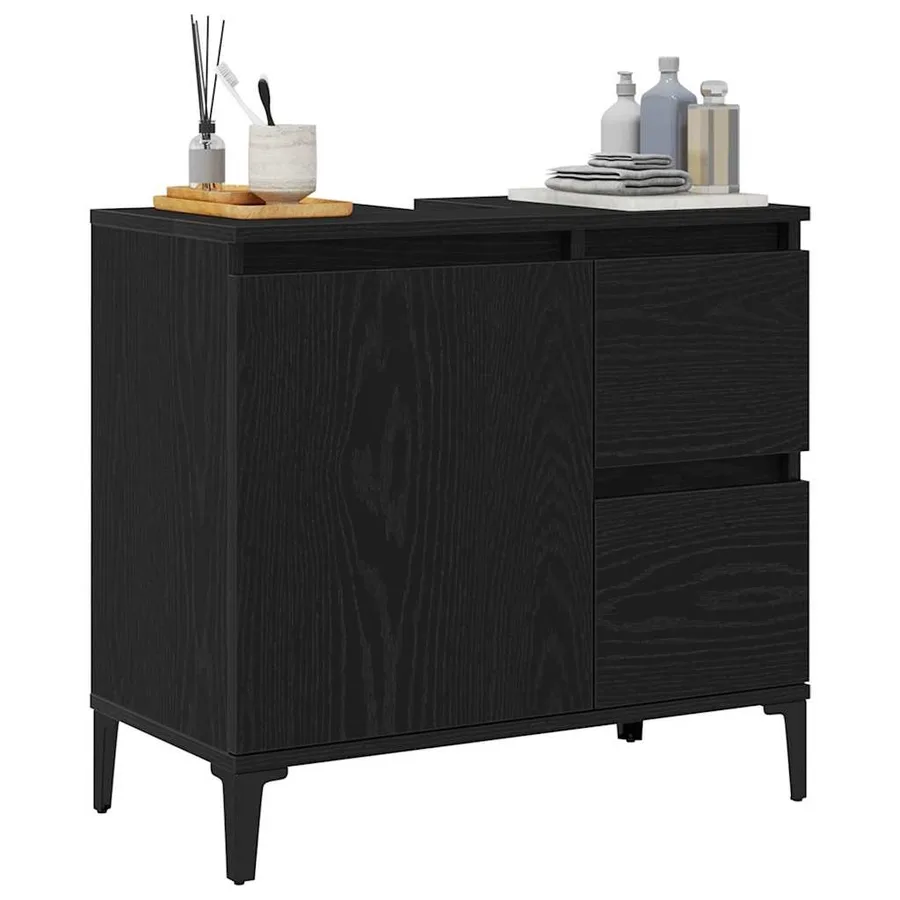 Cabinet de salle de bain avec tiroir Chêne noir 65 x 33 x 60 cm - 3