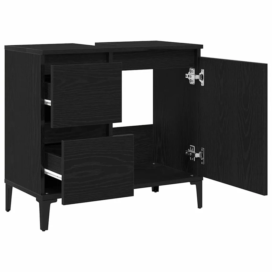 Cabinet de salle de bain avec tiroir Chêne noir 65 x 33 x 60 cm - 5