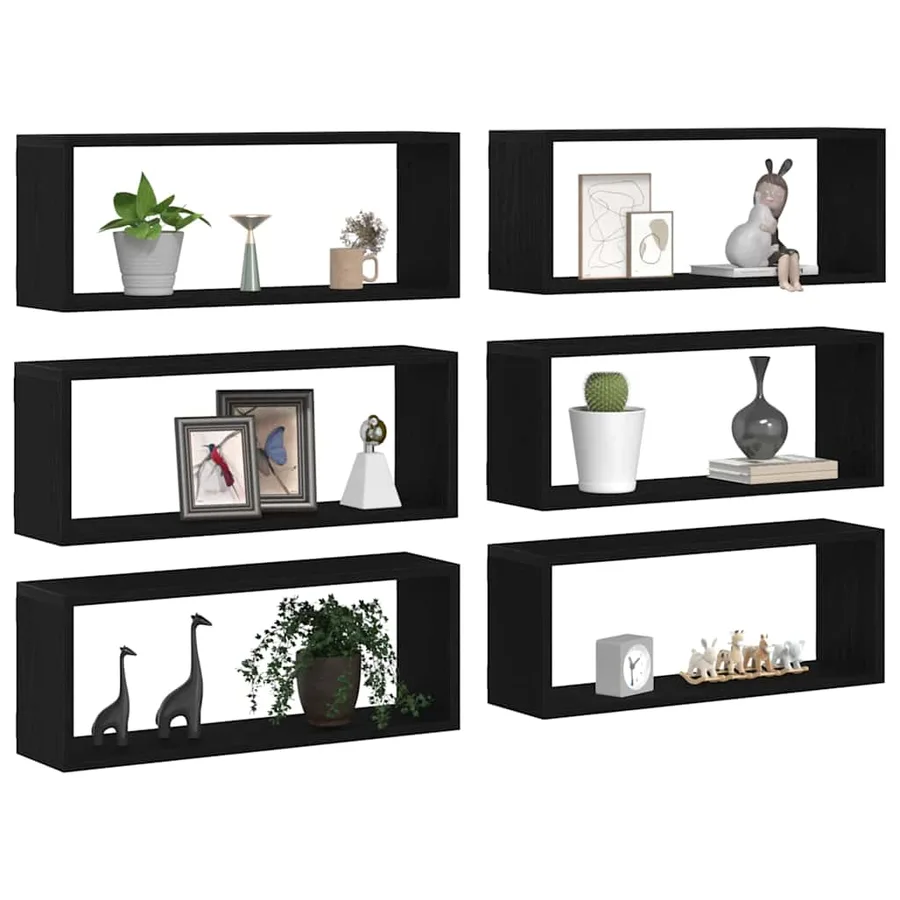 Étagères Murales avec étagère 6 pcs Chêne noir 60 x 15 x 23 cm - 3