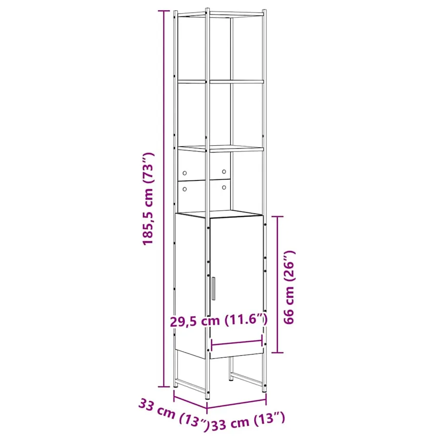 Armoire de salle de bain avec étagère Sonoma 33 x 33 x 185,5 cm - 10