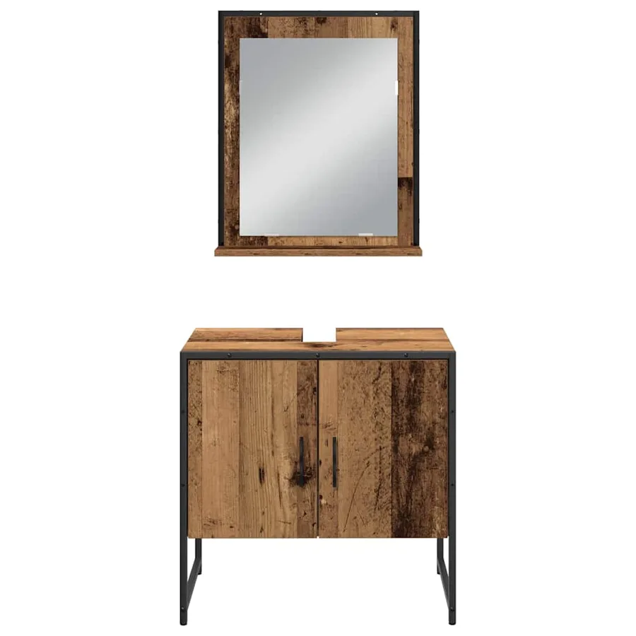 Ensemble de mobilier de salle de bain avec porte 4 pcs Marron - 8