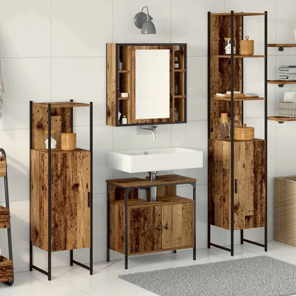 Ensemble de mobilier de salle de bain 4 pcs Bois Ancien