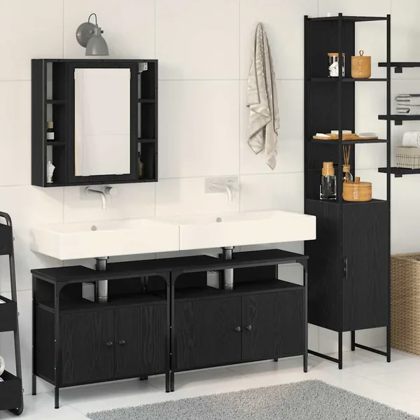Ensemble de mobilier de salle de bain 4 pcs Chêne noir