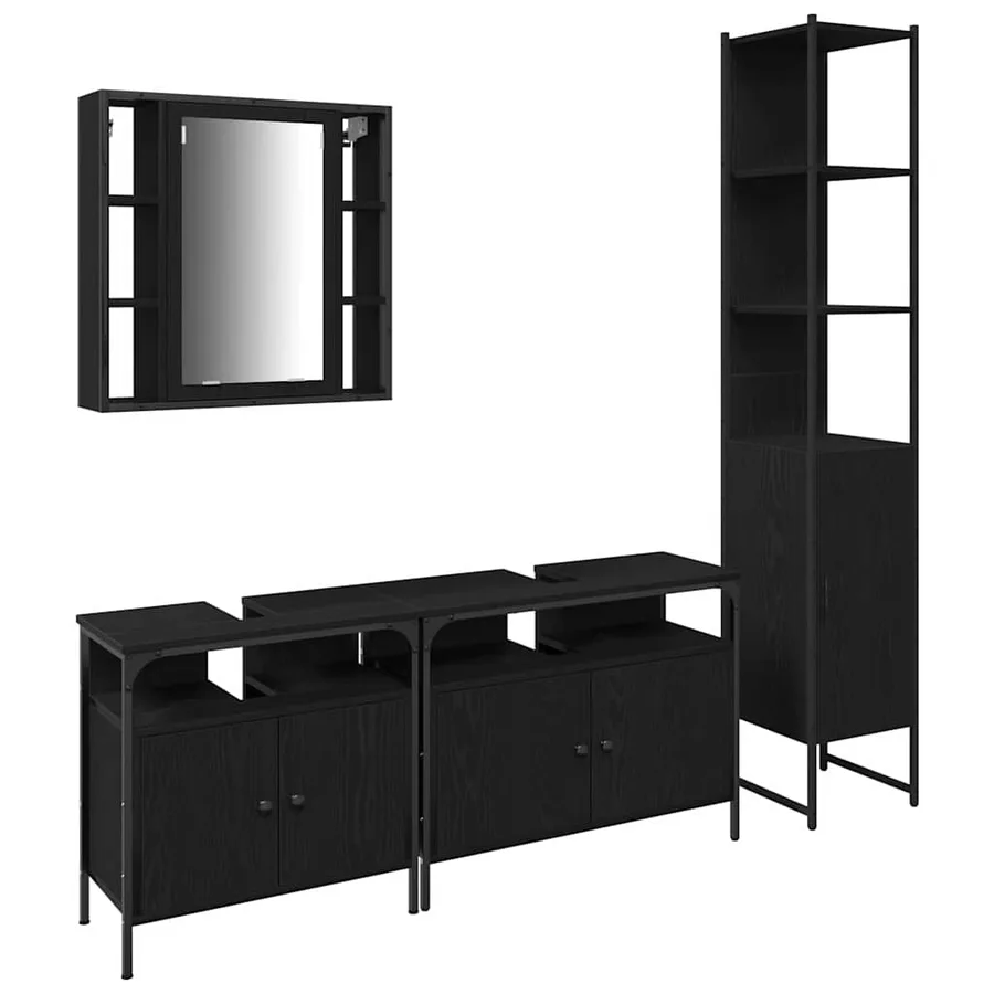 Ensemble de mobilier de salle de bain 4 pcs Chêne noir - 2