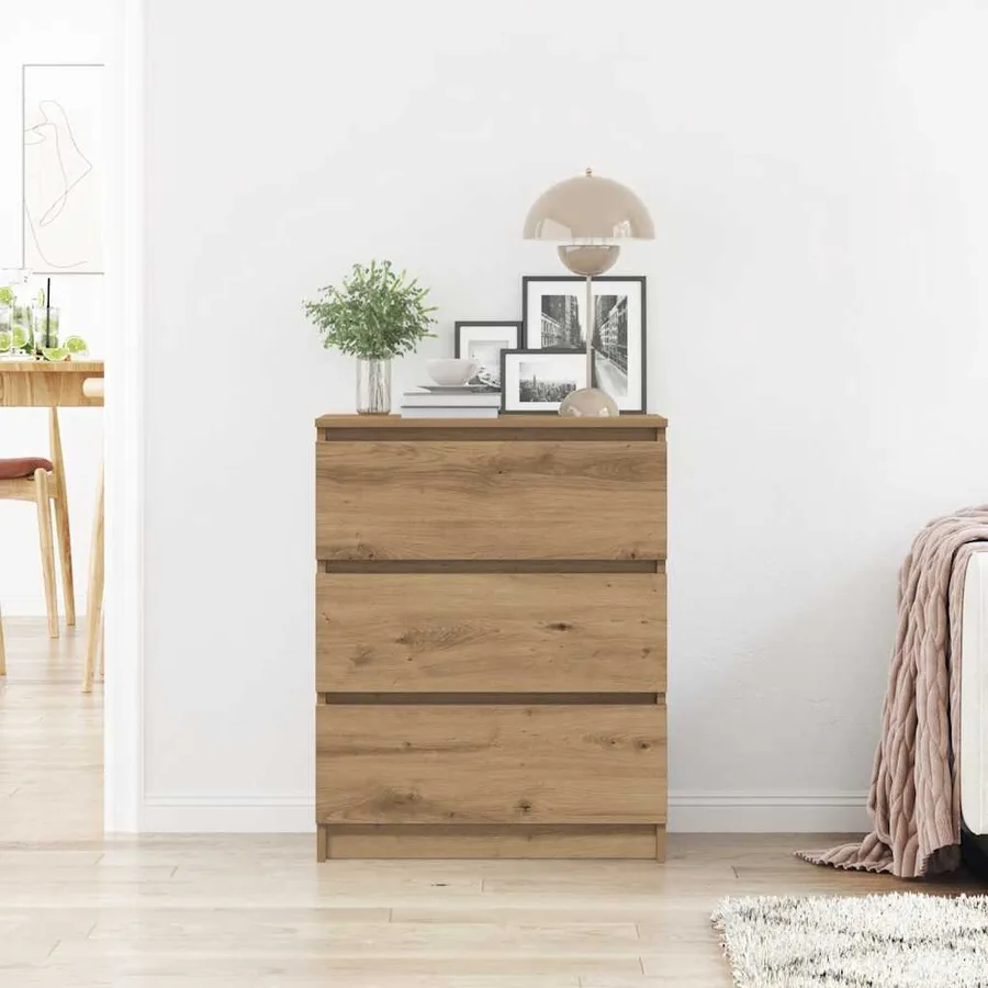 Buffet en chêne massif 60 x 35 x 76 cm bois d'ingénierie - 3
