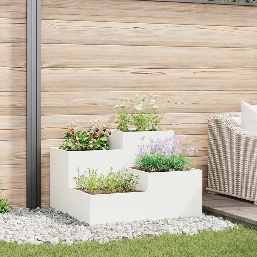 Cache-pot de jardin Blanc 80 x 80 x 60 cm Acier
