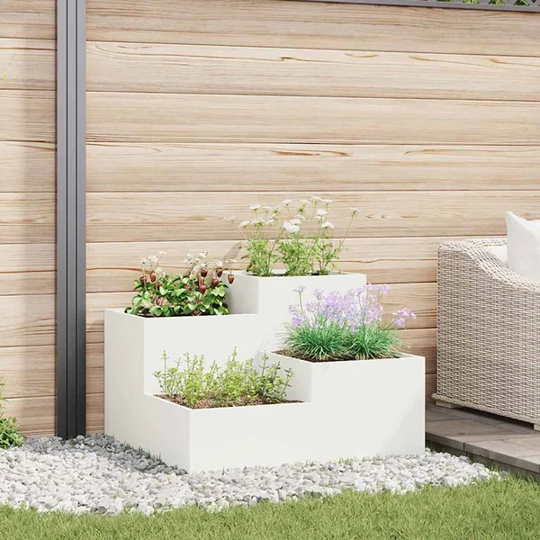 Cache-pot de jardin Blanc 80 x 80 x 60 cm Acier