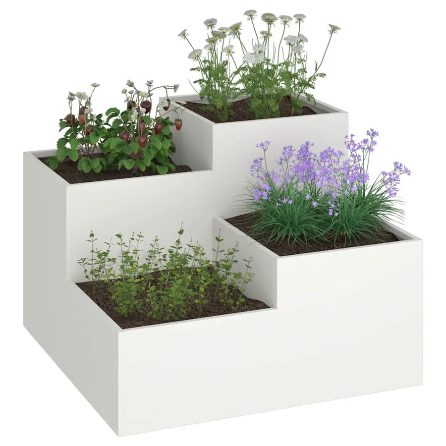 Cache-pot de jardin Blanc 80 x 80 x 60 cm Acier - 3