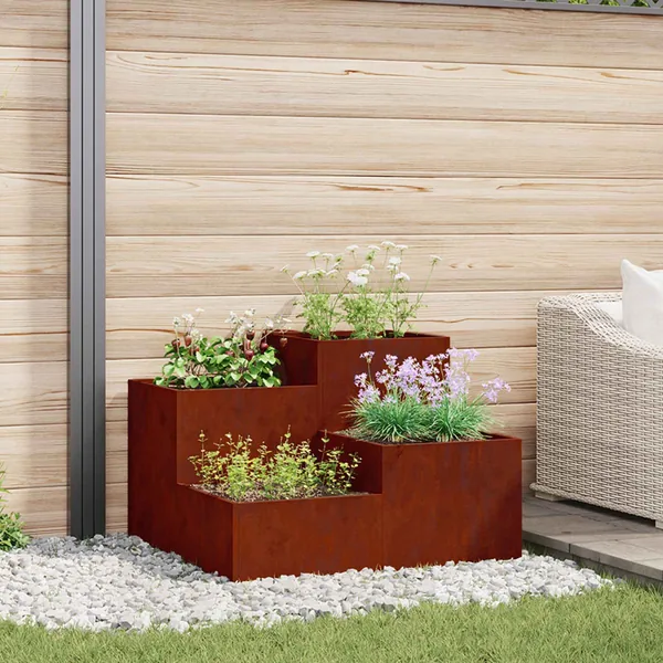 Cache-pot de jardin Rouillé 80 x 80 x 60 cm Acier patiné