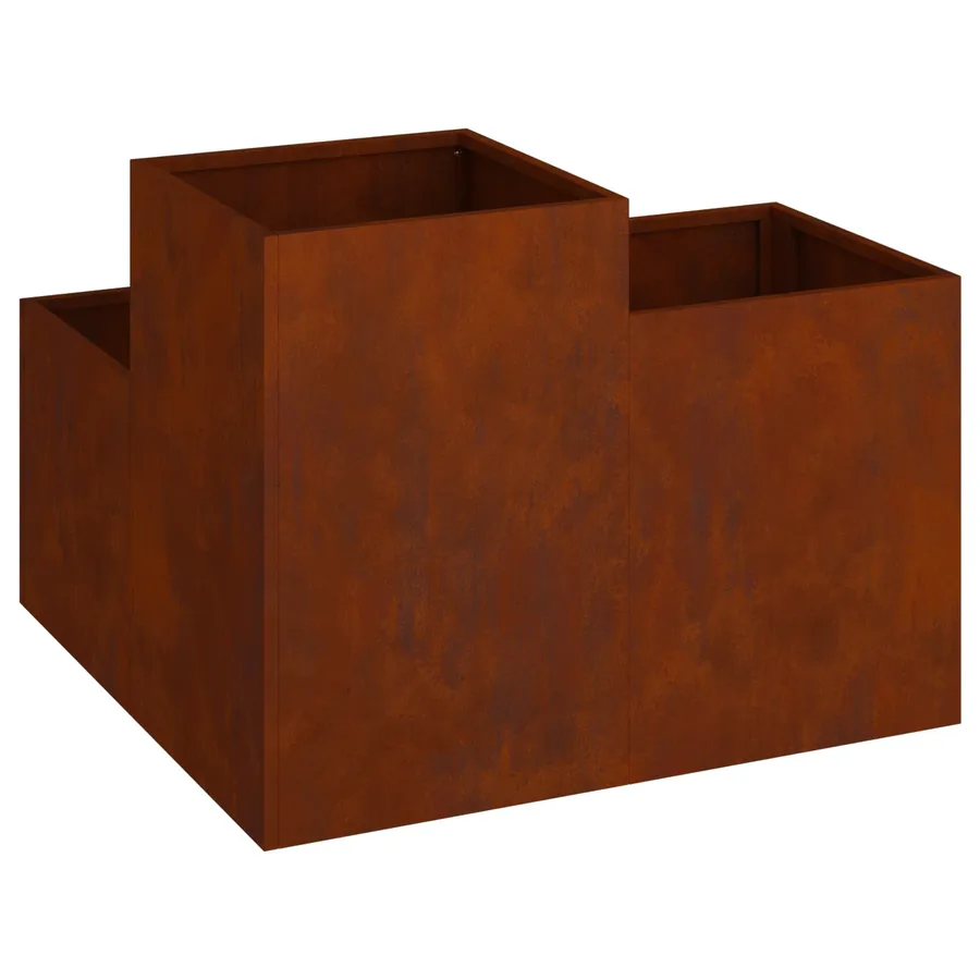 Cache-pot de jardin Rouillé 80 x 80 x 60 cm Acier patiné - 7