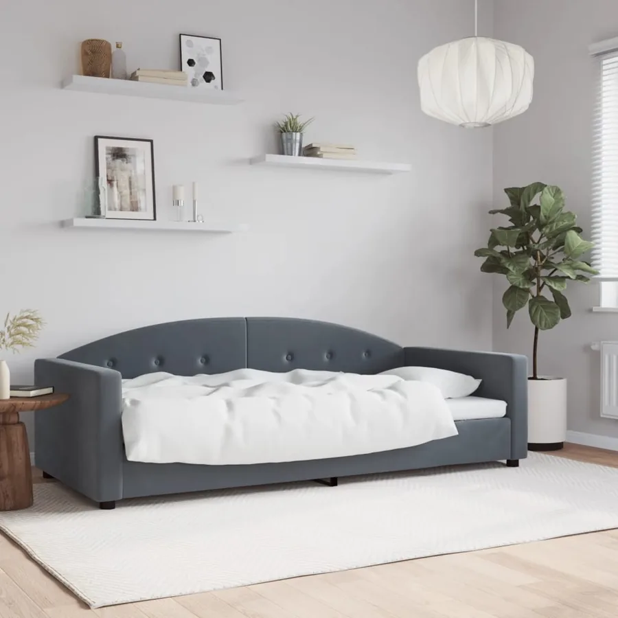 Lit de repos gris foncé 90x190 cm velours