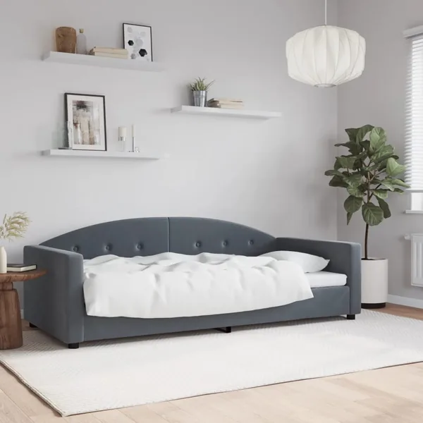 Lit de repos gris foncé 90x190 cm velours