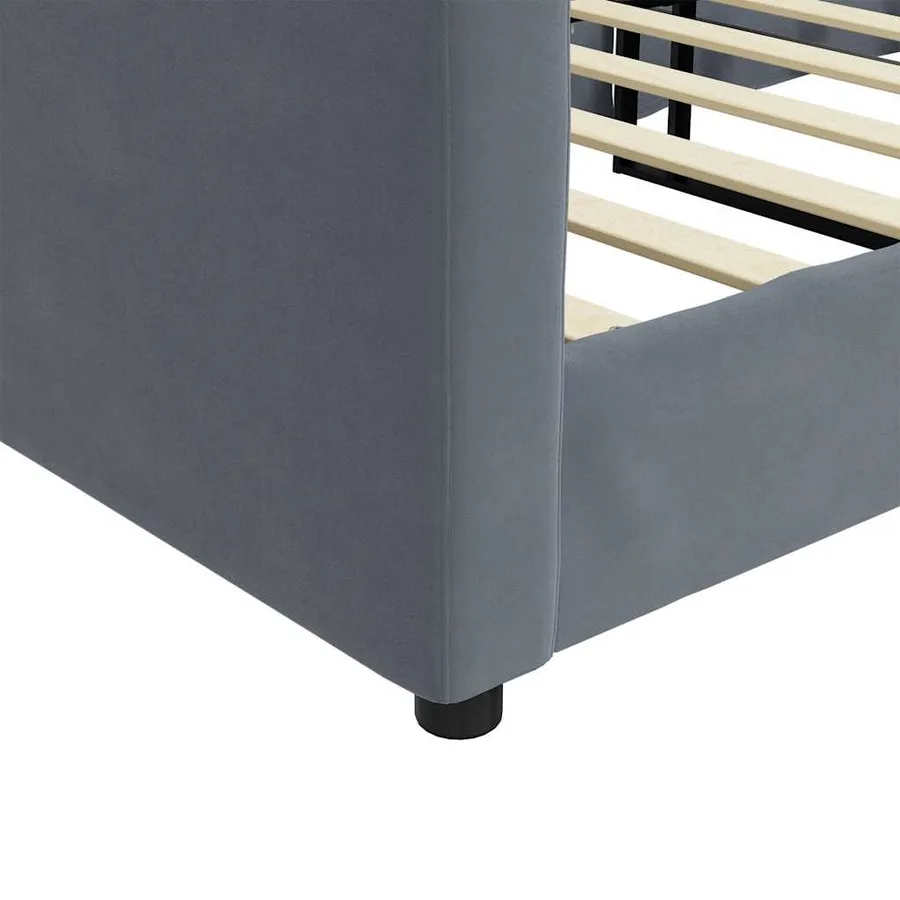 Lit de repos gris foncé 90x190 cm velours - 6