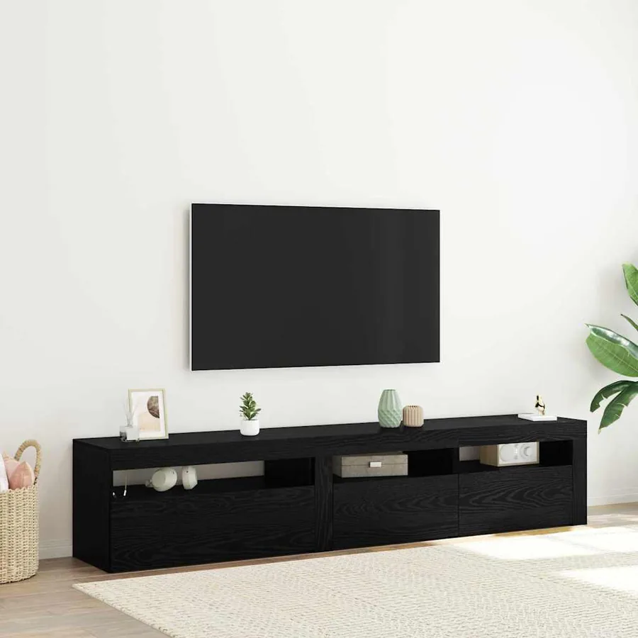 Meuble TV 2 pcs Chêne noir 195 x 35 x 40 cm Bois d'ingénierie