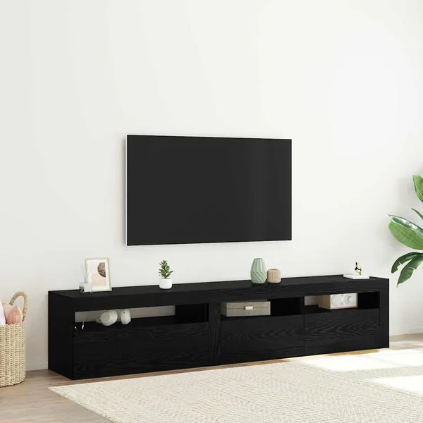 Meuble TV 2 pcs Chêne noir 195 x 35 x 40 cm Bois d'ingénierie