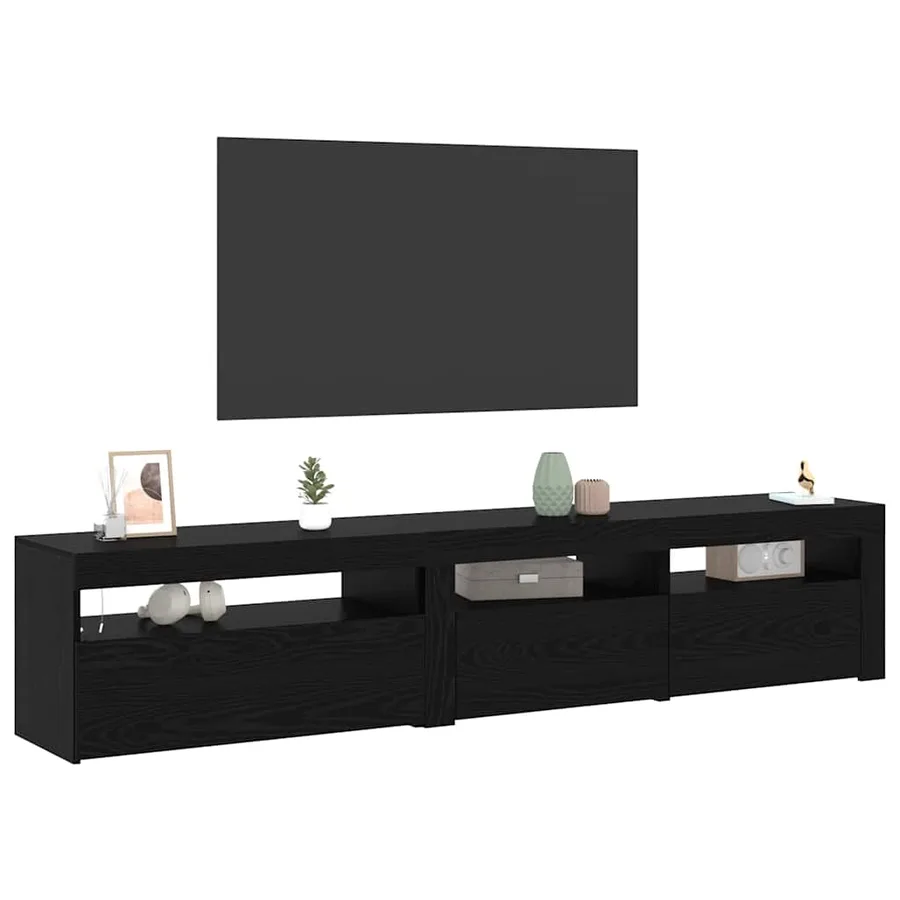 Meuble TV 2 pcs Chêne noir 195 x 35 x 40 cm Bois d'ingénierie - 3